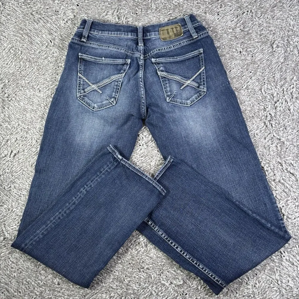 BKE Carter Jeans Mens 30x34 Denim Blue Buckle Designer Stretch STYLE ABP20230
